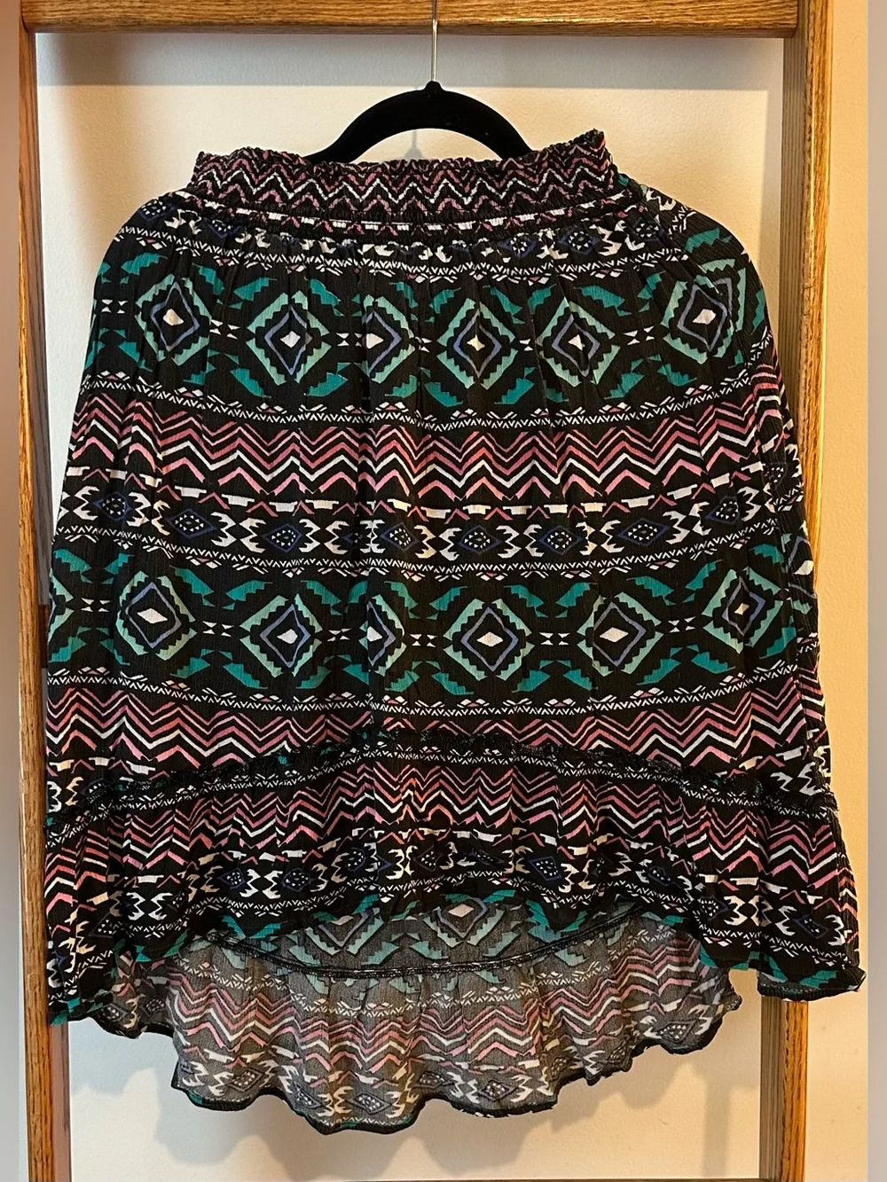 Justice Black Tiered Skirt with Cool Designs
